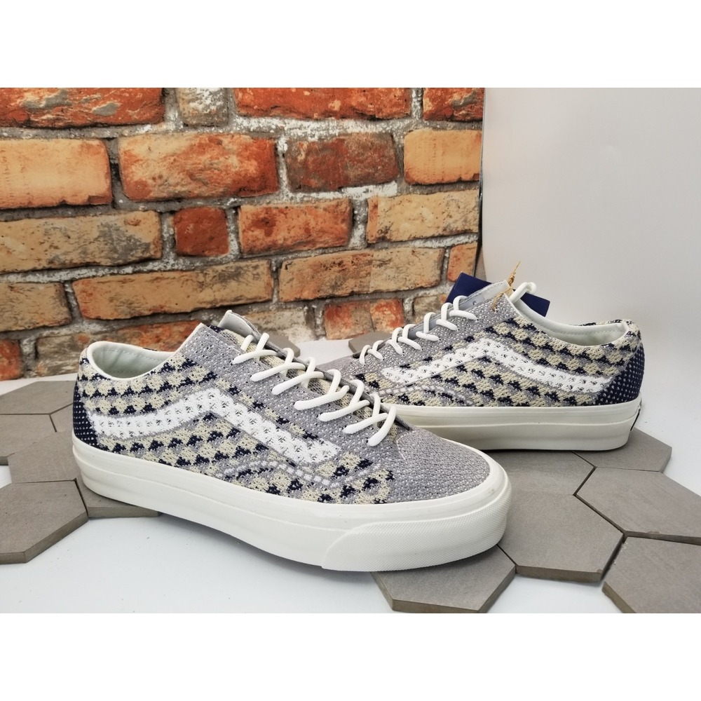 Vans LX Old Skool 36 Ek Geo Check Frost Gray Knit Woven Low Top Men 9 Premium